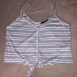blue and purple striped cropped tank top